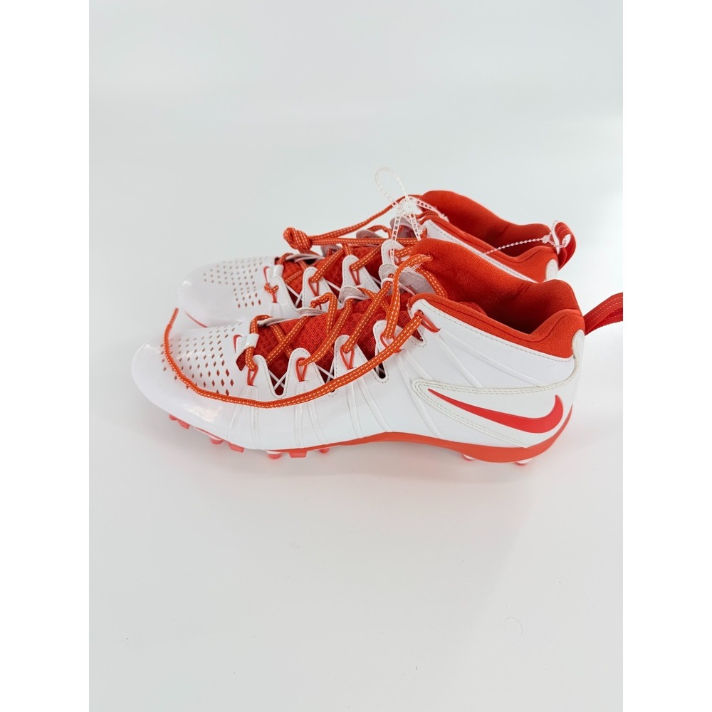 Mens Size 12 Nike Alpha Huarache LAX Lacrosse White Orange Cleats 616296-180